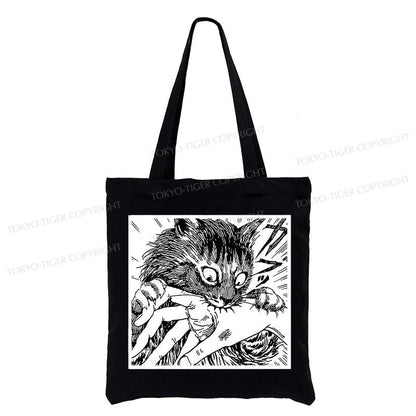 Tokyo-Tiger Creepy Cat Anime Horror Anteater Tote Bag