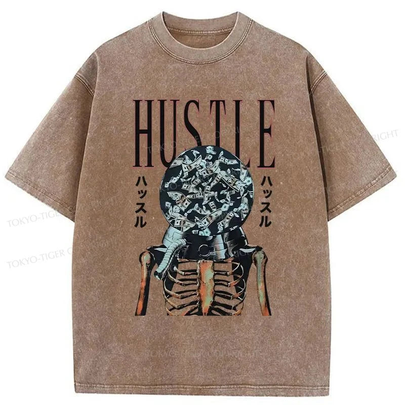 Tokyo-Tiger Hustle Skull Japanese Washed T-Shirt