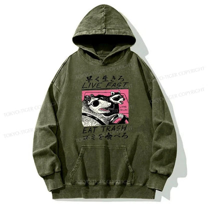 Tokyo-Tiger Live Fast Eat Trash Washed Hoodie