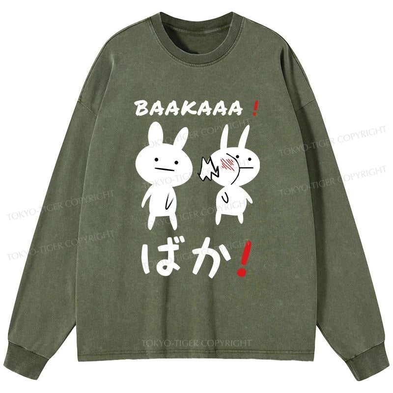 Tokyo-Tiger Anime Baka Manga Slap Washed Long Sleeve T-Shirt