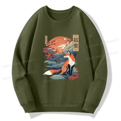 Tokyo-Tiger Japanese Kitsune Fox Sakura Sweatshirt