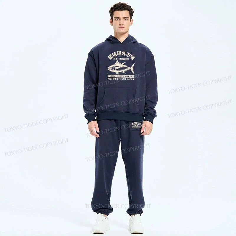 Tokyo-Tiger Japan Tsukiji Fish Market Fleece Lined Hoodie Set