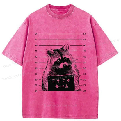 Tokyo-Tiger Captured Raccoon Washed T-Shirt