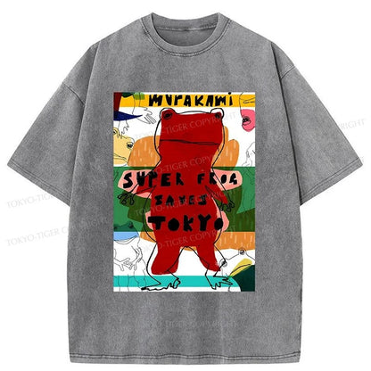 Tokyo-Tiger Super Frog Saves Tokyo Washed T-Shirt