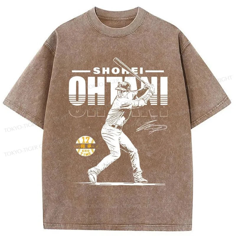 Tokyo-Tiger Retro Shohei Ohtani Japan Washed T-Shirt