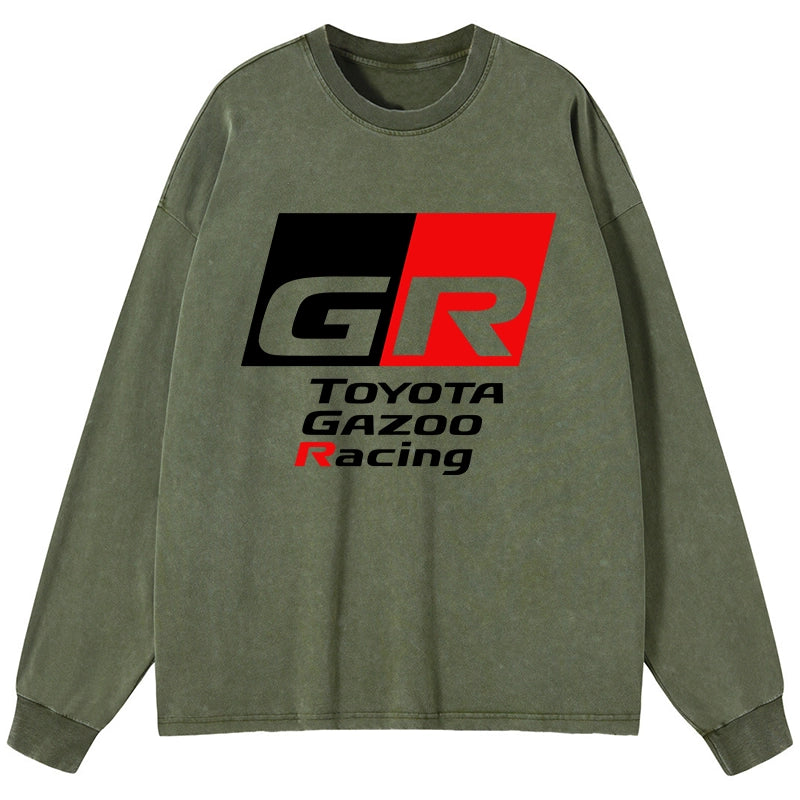 Tokyo-Tiger Toyota Gazoo Racing GR Logo Washed Long Sleeve T-Shirt