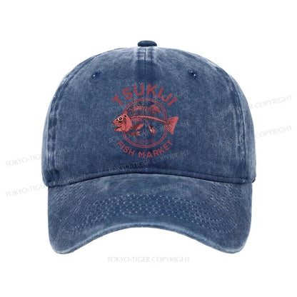 Tokyo-Tiger Tokyo Tsukiji Fish Market Vintage Japan Washed Cap