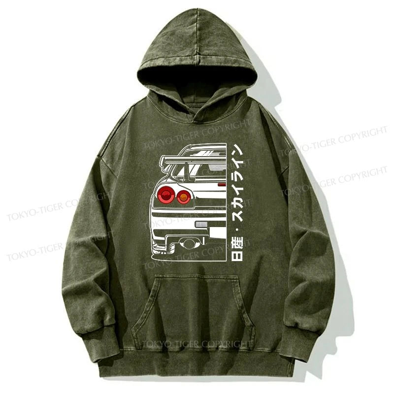 Tokyo-Tiger Nissan Skyline GTR R34 Washed Hoodie