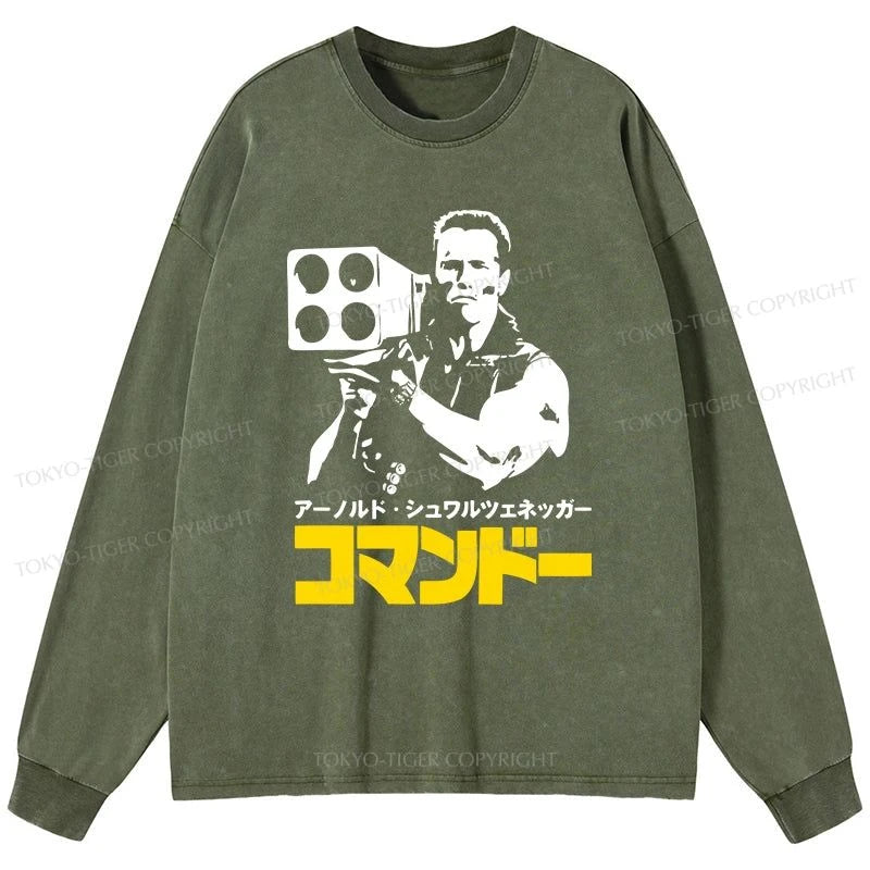 Tokyo-Tiger Commando In Japanese Washed Long Sleeve T-Shirt