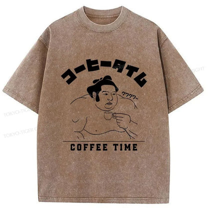 Tokyo-Tiger Coffee Time Japanese Washed T-Shirt