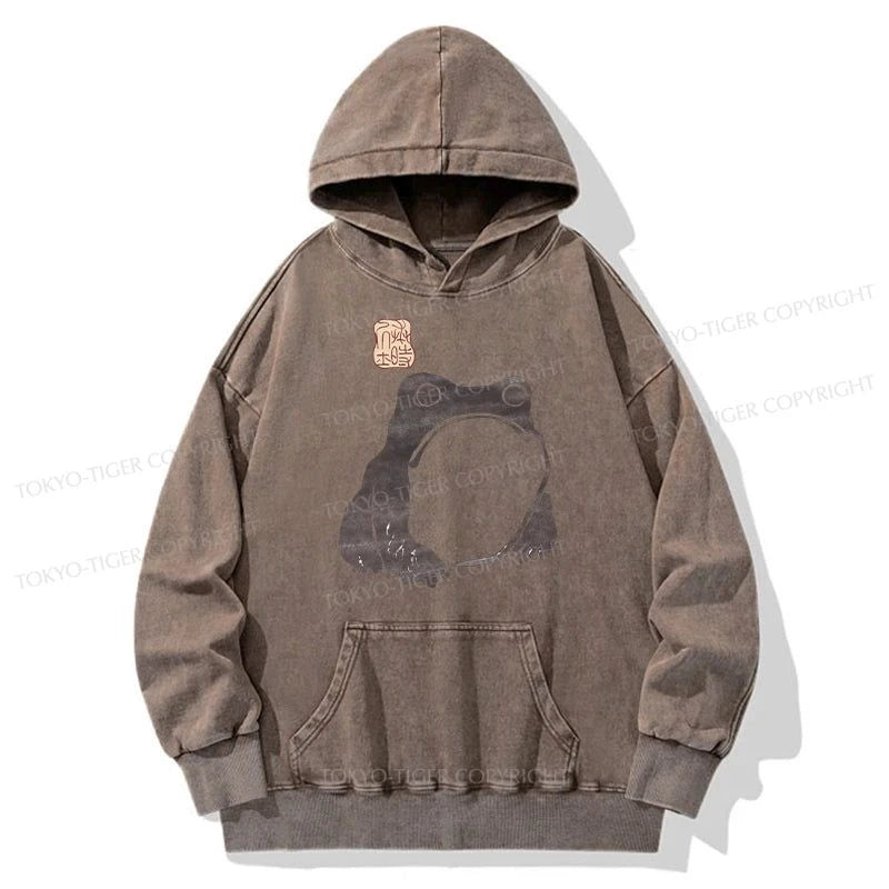 Tokyo-Tiger Matsumoto Hoji Woodblock Print Frog Washed Hoodie