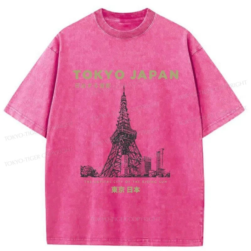 Tokyo-Tiger Tokyo Tower Japan Washed T-Shirt