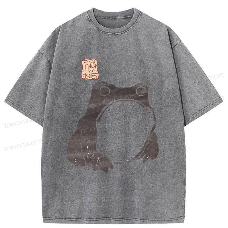 Tokyo-Tiger Matsumoto Hoji Woodblock Print Frog Washed T-Shirt