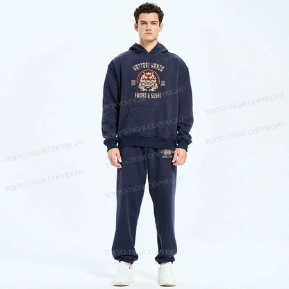 Tokyo-Tiger Hattori Hanzo Sword And Sushi Japanese Fleece Lined Hoodie Set