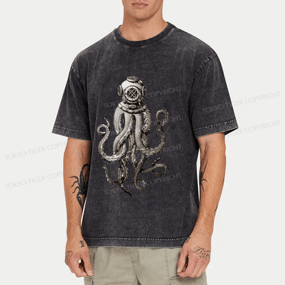 Tokyo-Tiger Terror Octopus Japanese Washed T-Shirt