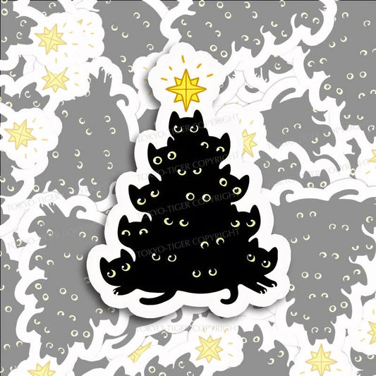 Tokyo-Tiger Black Cat Christmas Tree Sticker