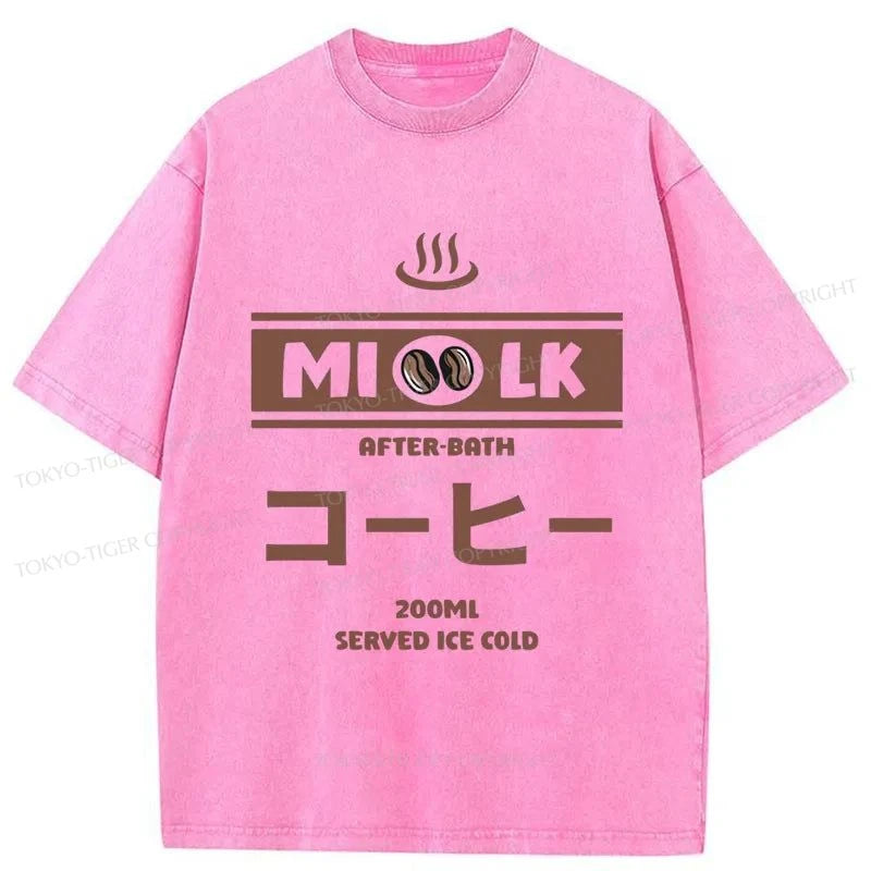 Tokyo-Tiger Onsen Milk Coffee Flavor Japanese Washed T-Shirt