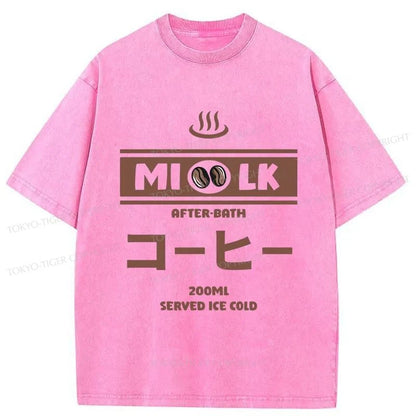 Tokyo-Tiger Onsen Milk Coffee Flavor Japanese Washed T-Shirt