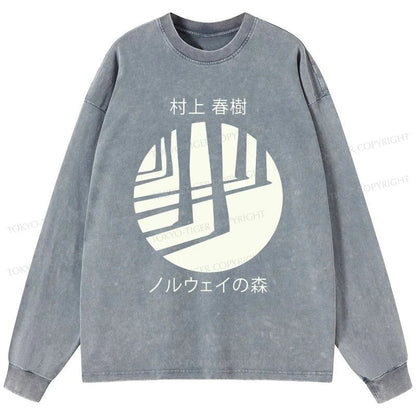 Tokyo-Tiger Norwegian Wood By Haruki Murakami Washed Long Sleeve T-Shirt