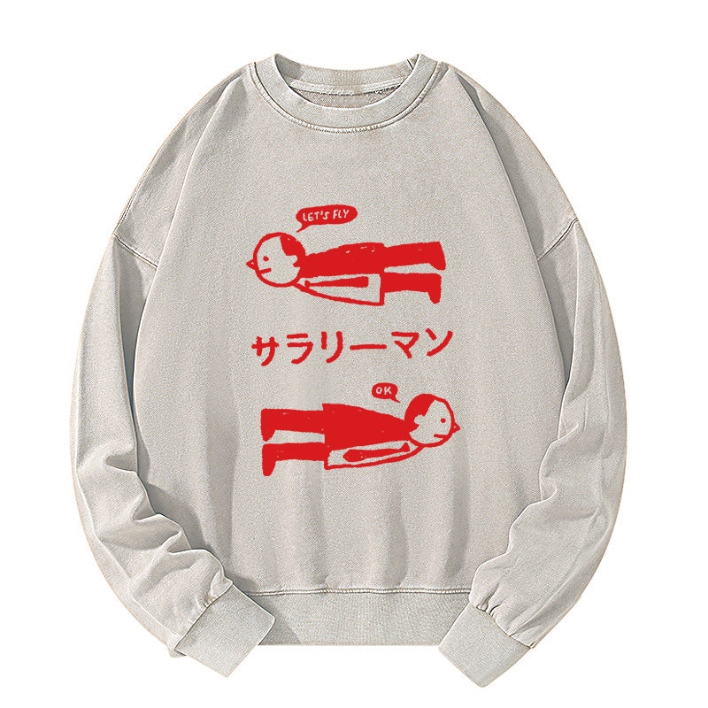 Tokyo-Tiger Let's Fly Office Worker Washed Sweatshirt