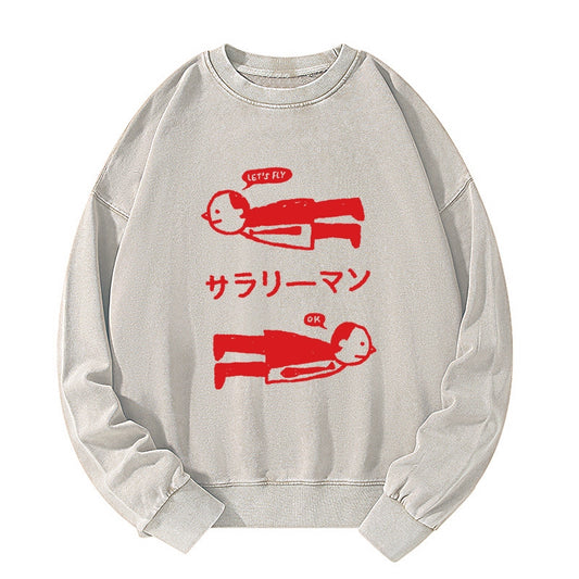 Tokyo-Tiger Let's Fly Office Worker Washed Sweatshirt