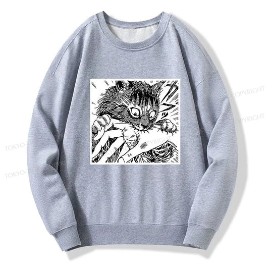 Tokyo-Tiger Creepy Cat Anime Horror Anteater Sweatshirt