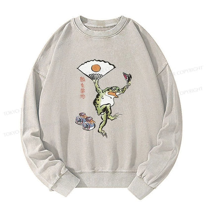 Tokyo-Tiger Dancing Frog Japanese Washed Sweatshirt