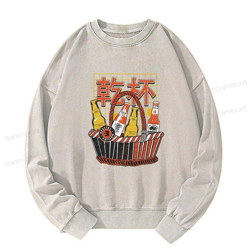 Tokyo-Tiger Have A Beer Together Washed Sweatshirt