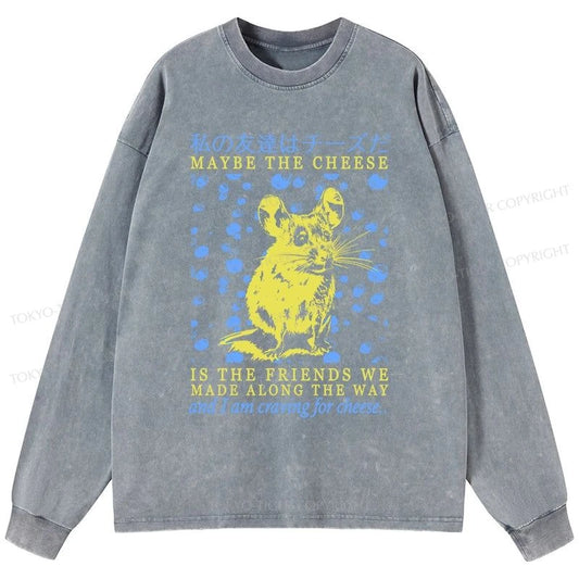 Tokyo-Tiger My Friend Is Cheese Washed Long Sleeve T-Shirt