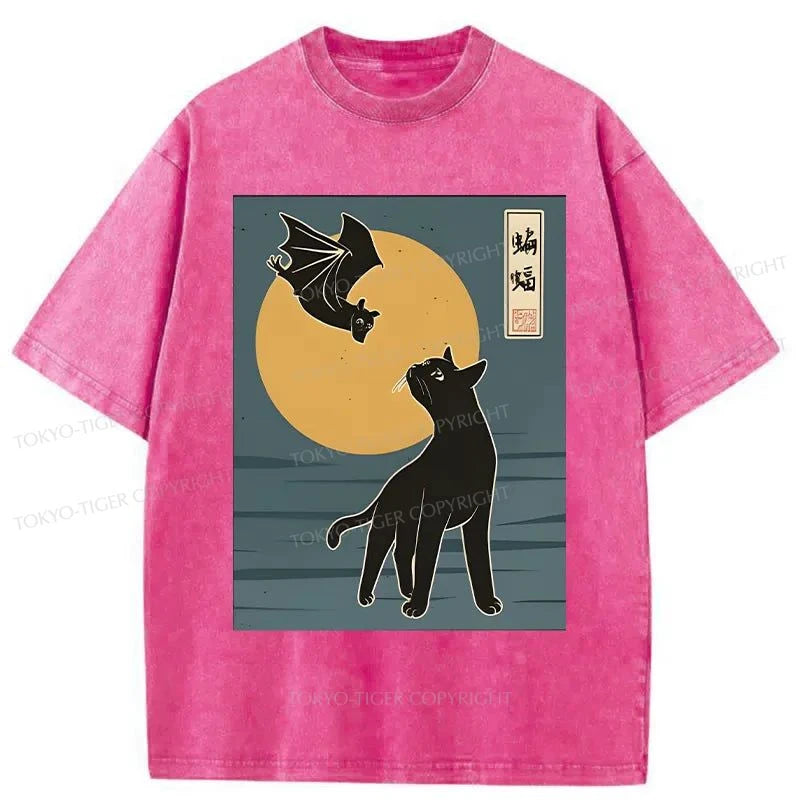 Tokyo-Tiger The Cat With Batty Washed T-Shirt