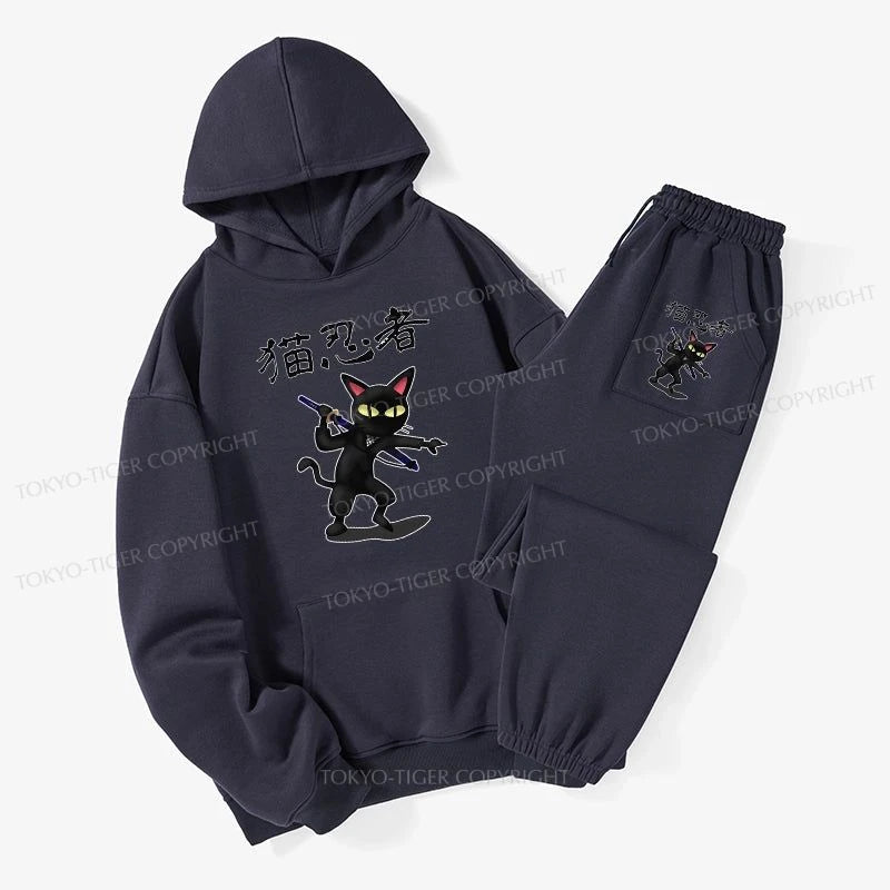 Tokyo-Tiger Ninja Cat Fleece Lined Hoodie Set