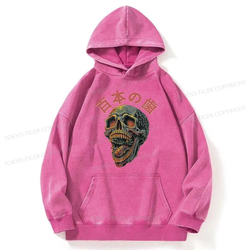 Tokyo-Tiger Terrifying And Disgusting Skull Washed Hoodie