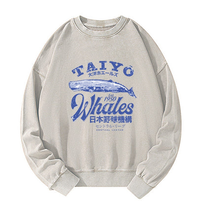 Tokyo-Tiger Japan Taiyo Whales Washed Sweatshirt