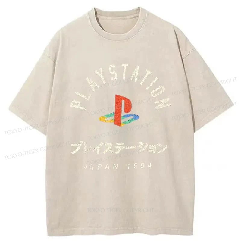 Tokyo-Tiger PlayStation Logo Japan Washed T-Shirt