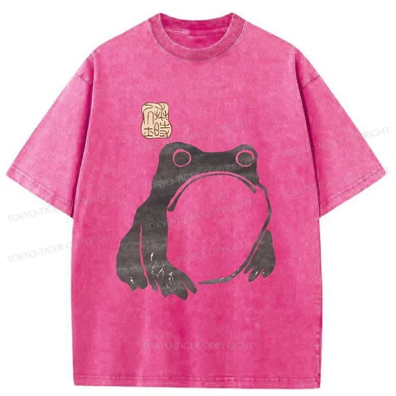 Tokyo-Tiger Matsumoto Hoji Woodblock Print Frog Washed T-Shirt