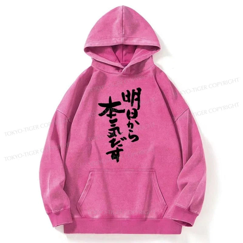 Tokyo-Tiger I'm Going To Get Serious Tomorrow Japan Washed Hoodie