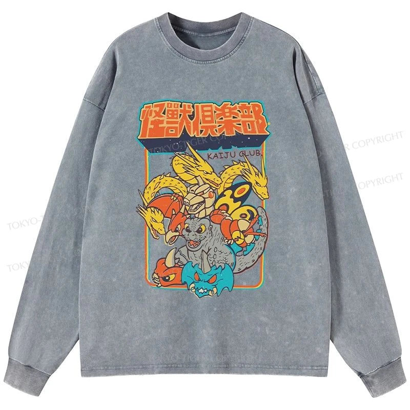 Tokyo-Tiger Kaiju Club Japanese Washed Long Sleeve T-Shirt