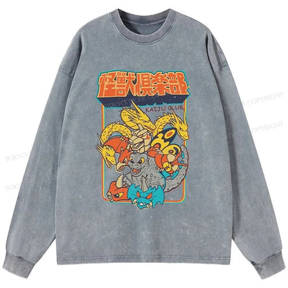 Tokyo-Tiger Kaiju Club Japanese Washed Long Sleeve T-Shirt