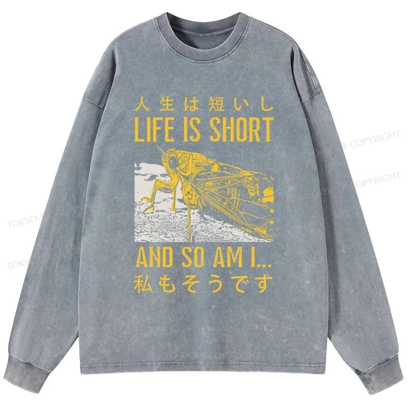 Tokyo-Tiger A Grasshopper With A Short Life Washed Long Sleeve T-Shirt