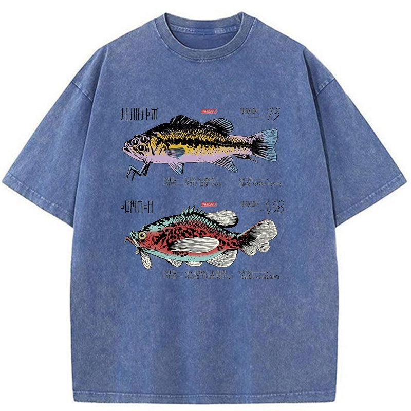 Tokyo-Tiger GYOTAKU Fish Sakana Japanese Washed T-Shirt