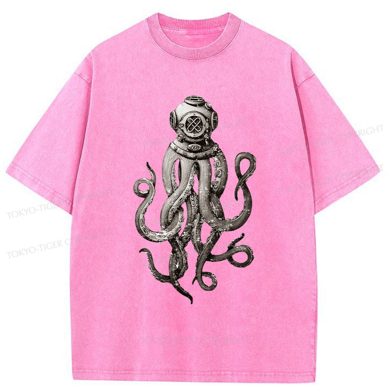 Tokyo-Tiger Terror Octopus Japanese Washed T-Shirt