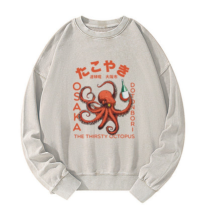 Tokyo-Tiger Octopus Drinks Soju Washed Sweatshirt