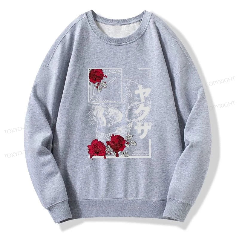 Tokyo-Tiger Skull Roses Japanese Aesthetic Sweatshirt