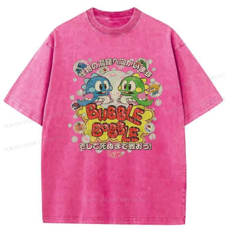 Tokyo-Tiger Kawaii Monster Dinosaur Washed T-Shirt