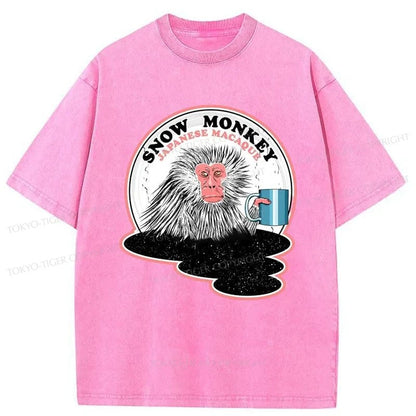 Tokyo-Tiger Macaque Snow Monkey Japanese Washed T-Shirt