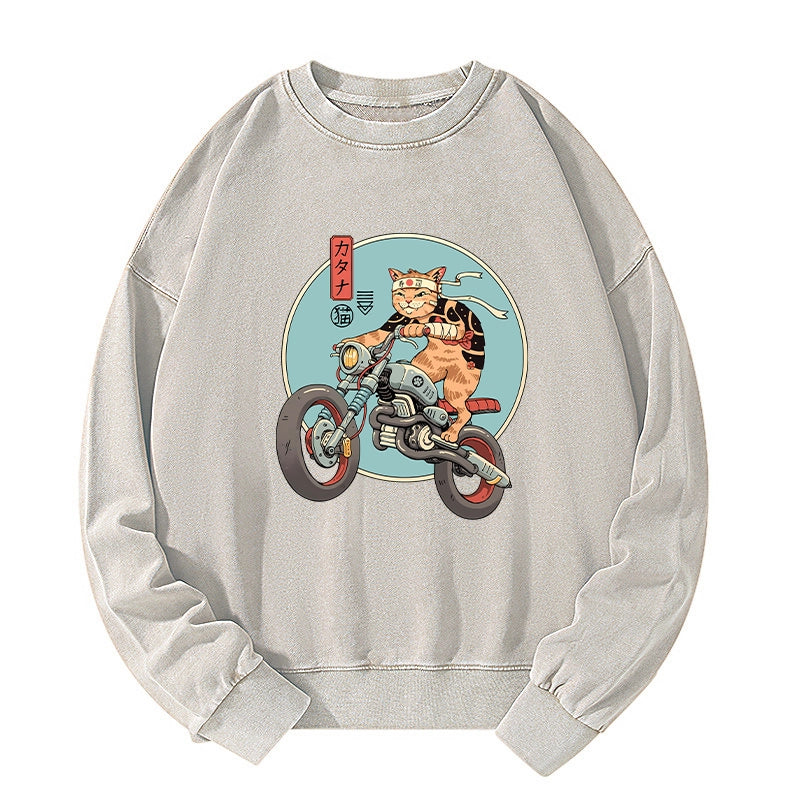 Tokyo-Tiger Catana Motorcycle Washed Sweatshirt