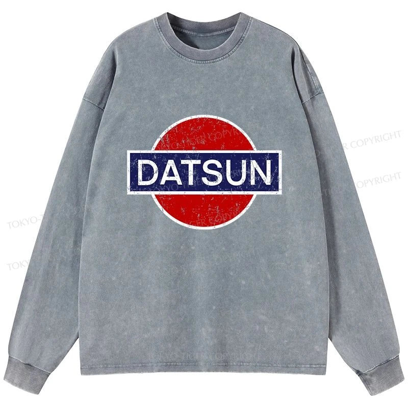 Tokyo-Tiger Datsun Vintage Car Washed Long Sleeve T-Shirt