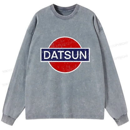 Tokyo-Tiger Datsun Vintage Car Washed Long Sleeve T-Shirt