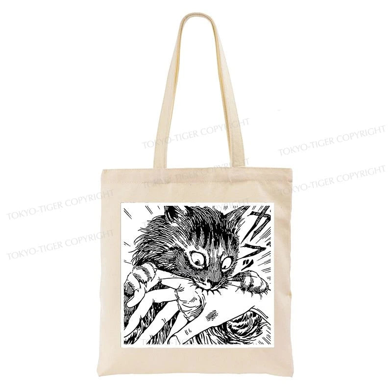 Tokyo-Tiger Creepy Cat Anime Horror Anteater Tote Bag