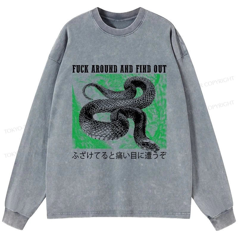 Tokyo-Tiger Cold And Heartless Snake Washed Long Sleeve T-Shirt